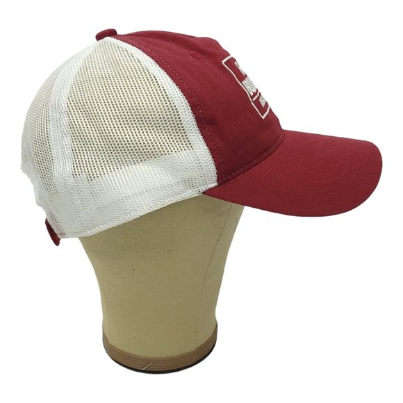 Farm Bureau Insurance Mesh Strapback Logo Cap Trucker Baseball Hat Maroon White - Picture 9 of 12